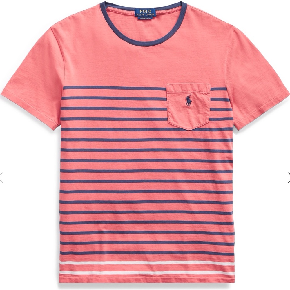 Polo Ralph Lauren Nantucket Red and Navy Striped Pocket Tee